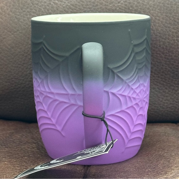Purple and Black Spider Web Soft Touch Halloween Mug - Cobwebs and Cauldrons - Picture 4 of 9